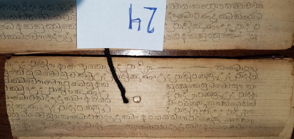 Private Collection, Sinhalese Palm-Leaf Manuscript, Leaf 24, Side 1. Reproduced by Permission.