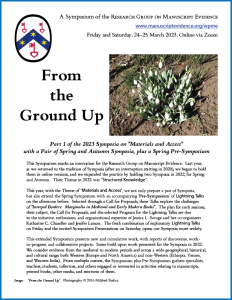 2023 Spring Pre-Symposium/Symposium Booklet Front Cover with photograph of snowdrops flowers rising from the earth.