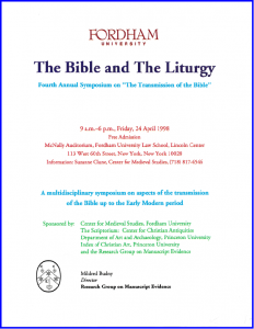 1998 polychrome poster for 'The Bible and The Liturgy' Symposium at Fordham University