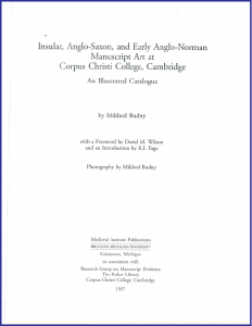 Title Page for "Insular, Anglo-Saxon, and Early Anglo-Norman Manuscript Art at Corpus Christi College, Cambridge" (1997)