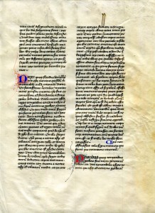 Recto of Detached Leaf from 'Otto Ege Manuscript 41' (with the Dialogues of Gregory the Great, Book III, Chapters XII-XIV. Private Collection, reproduced by permission.
