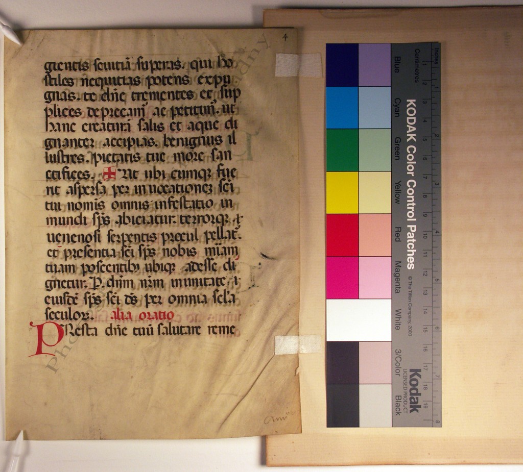 Folio 4r still attached to the mat. Photograph © Mildred Budny
