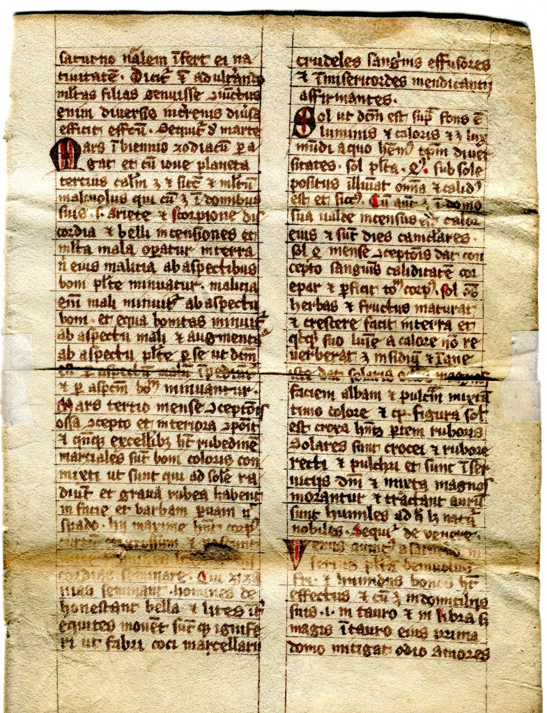 Folio B recto of a late-medieval astrological text in a private collection. Reproduced by permission.