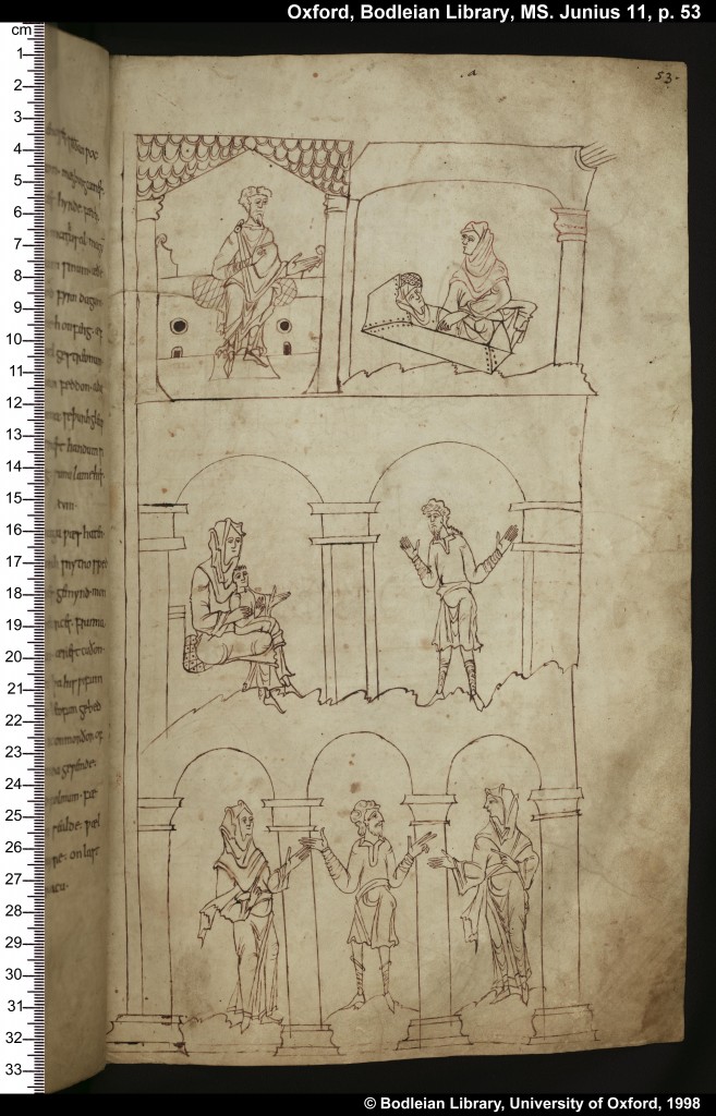 'The Caedmon Manuscript', Junius MS 11, page 53, circa AD 1000. Photo: © Bodleian Library, University of Oxford (1998).