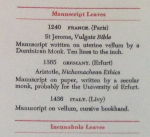 Otto Ege's 'Annotations' for the 'Manuscript Leaves' in the Portfolio of 'Famous Books'. Kent State University Libraries, reproduced by permission.