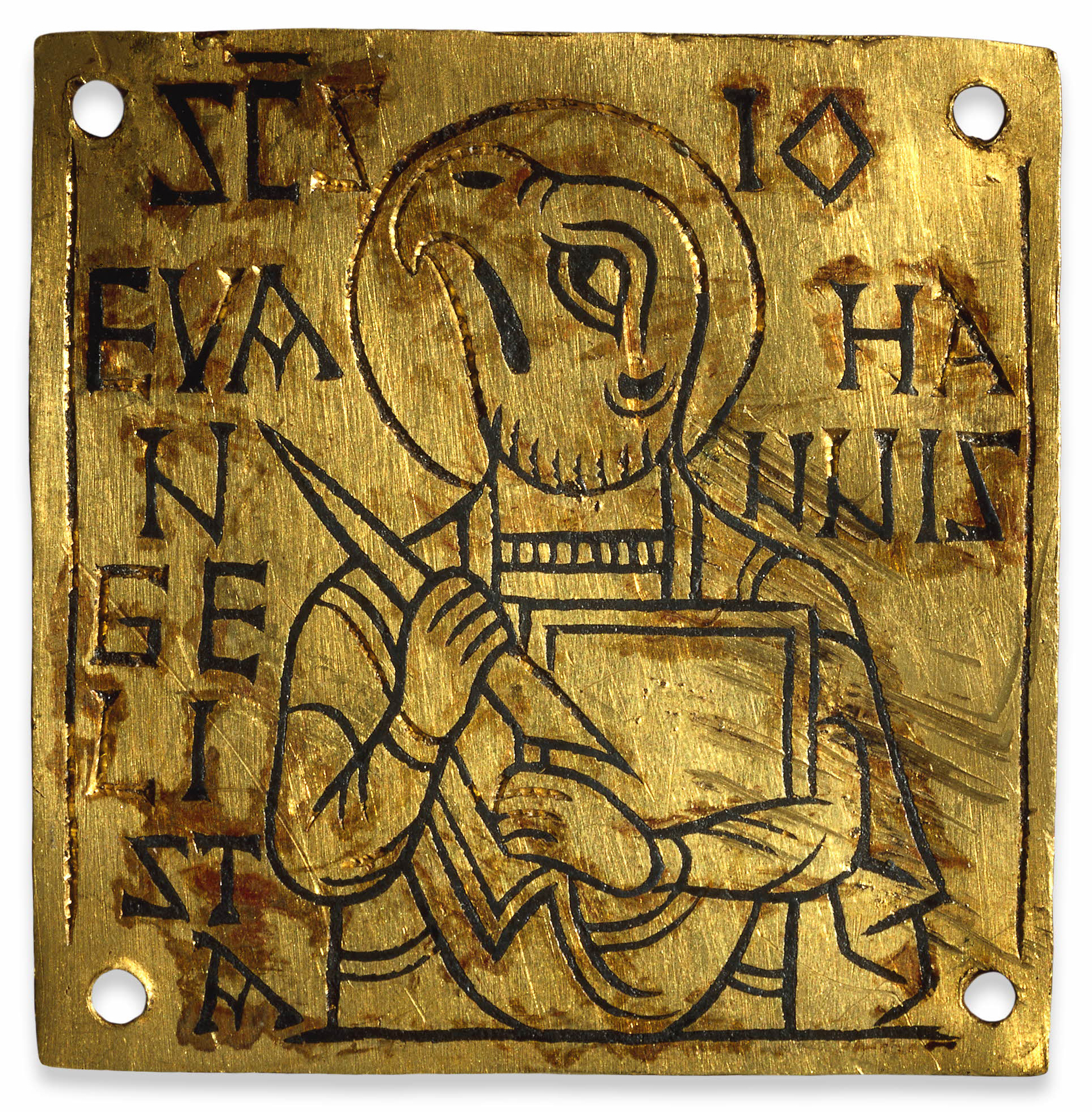  The Brandon Plaque. 9th-century Anglo-Saxon gold and niello. ©Trustees of the British Museum.