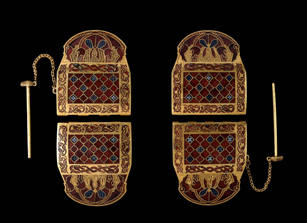 Pair of Shoulder-Clasps from Sutton Hoo. © Trustees of the British Museum.