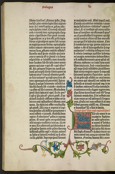 Princeton University Library, Scheide Library. Gutenberg Bible of 1455, Opening Page of I Kings.