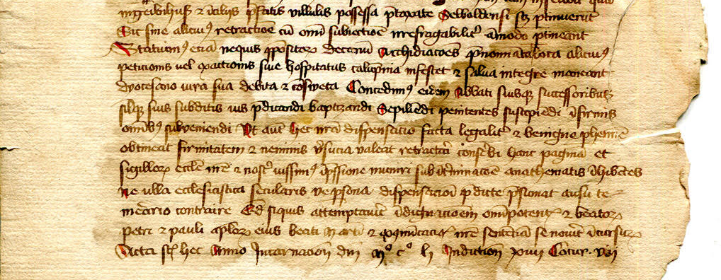 Selbold Cartulary Fragment folio "1" verso lower portion. 