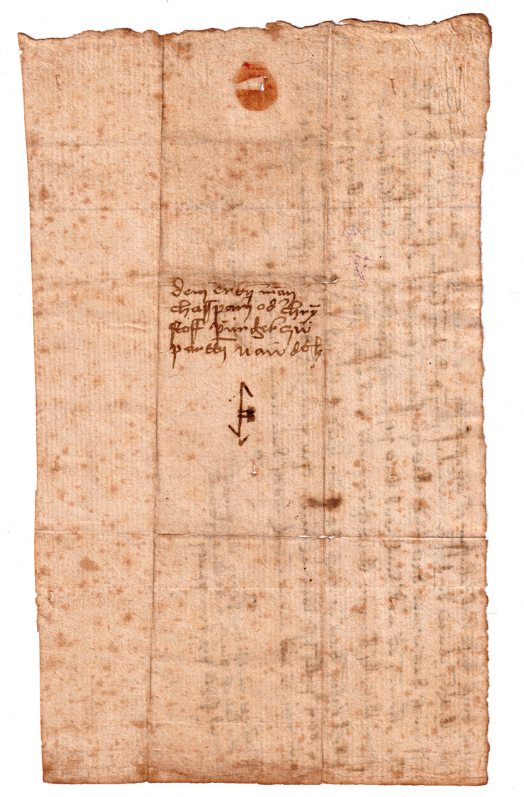 Private Collection, Swiss Merchant's Single-Page Letter on Paper in Middle High German, circa 1400-1430: Address Panel.