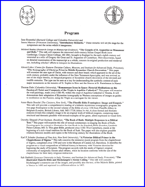 1995 'Bible and the Visual Arts' Symposium Program Page 2              
