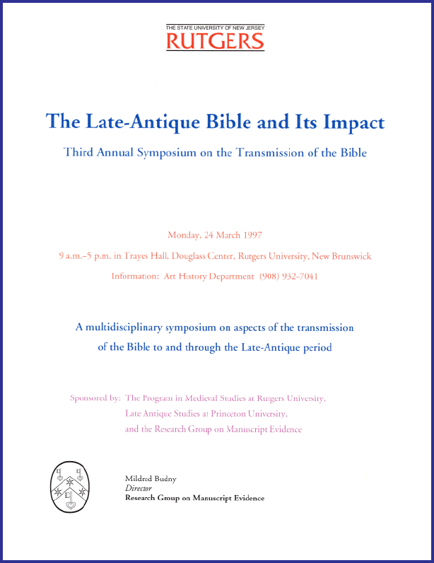 1997 'Late-Antique Bible' Symposium Poster              