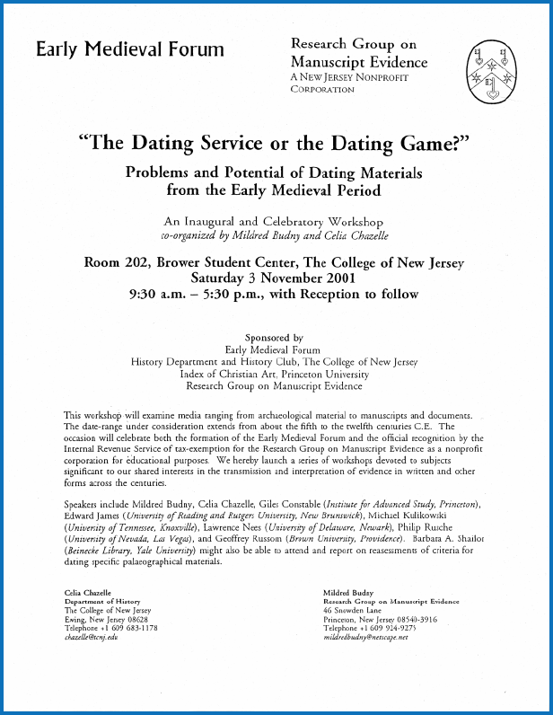 2001 'Dating Service or Dating Game' Workshop Poster       