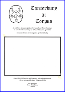1991 'Canterbury at Corpus' Exhibition Booklet Cover sans photo              