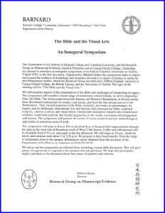 1995 'Bible and the Visual Arts' Symposium Program Page 1              