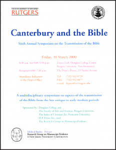 2000 'Canterbury and the Bible' Symposium Poster              