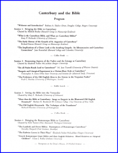 2000 'Canterbury and the Bible' Symposium revised Program as single page              