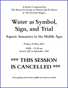 2013 RGME & Societas Magica (4) 'Water Symbolism' Session Poster 2 (as Cancelled)       